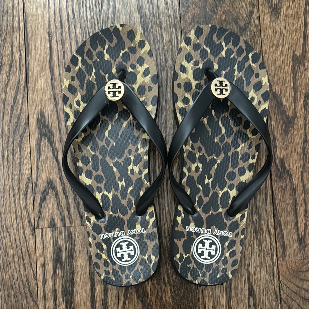 Tory Burch Leopard Print Flip Flops
